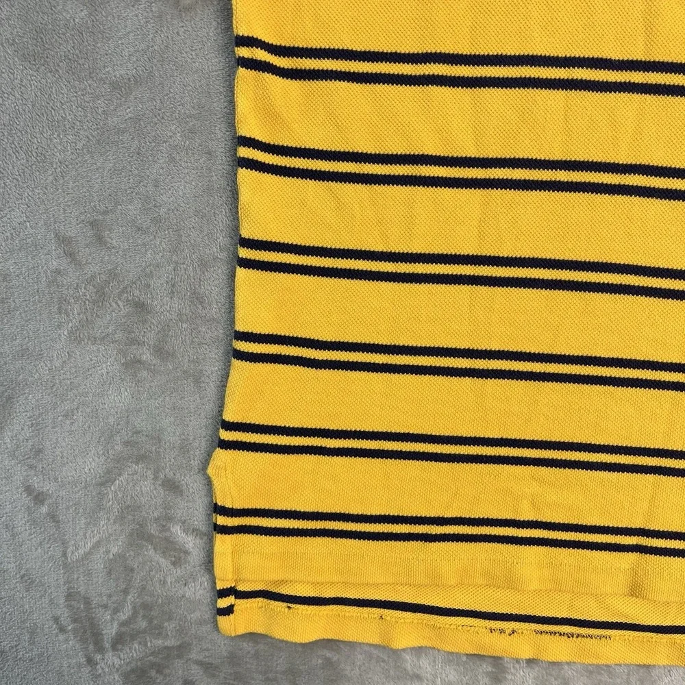Vintage Polo Ralph Lauren Striped Polo Shirt Mens Large Yellow Logo Cotton EUC
